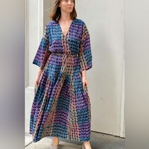 Rujuta Sheth New York Elegant Multicolor 3/4  Sleeve Dress Sz XS/S